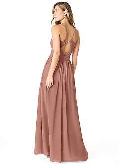 Azazie Cora Brautjungfernkleider A-Linie Plissee Chiffon Kleid Zedernrose image2