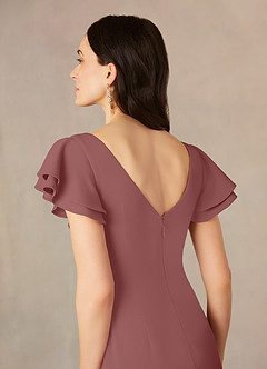 Azazie Peppermint Mother of the Bride Dresses Desert Rose Mermaid Scoop Ruched Stretch Crepe Dress image5