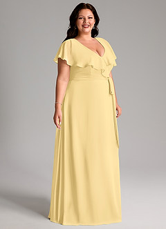 Azazie Lainey Bridesmaid Dresses Butter A-Line with Pockets Chiffon Dress image4