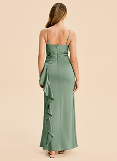 Azazie Lyla Junior Matcha Mermaid Pleated Stretch Satin Dress image2