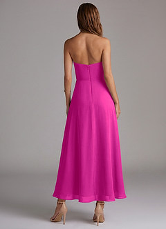 Azazie Wren Vestidos de madrinha de casamento Vestido Fúcsia de Chiffon de Linha A com Sem alças image4