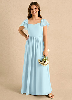 Azazie Patsy Girls Formal Jurken voor bloemenmeisjes A-lijn Jurk van Chiffon Sweetheart-halslijn Wolkenblauw image4