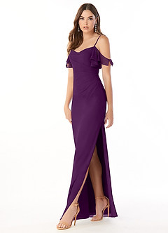 Azazie Emeralda Brautjungfernkleider Etui Schulterfrei Chiffon Kleid Traube image1