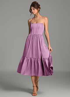 Azazie Delphina Bridesmaid Dresses Wisteria A-Line Corset Stretch Satin Convertible Dress image1