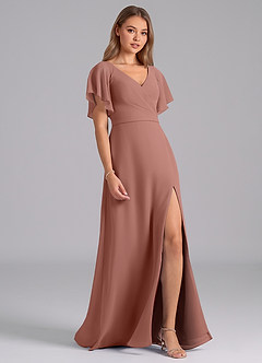 Azazie Ambrosia Bridesmaid Dresses Cedar Rose A-Line Pleated Chiffon Dress image5