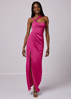 Barbie ♥ Azazie Bridesmaid Dresses Mermaid One Shoulder Stretch Satin Floor-Length Dress image1