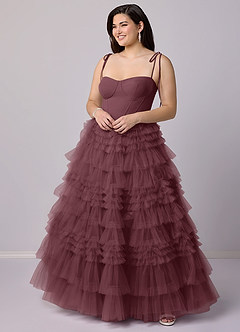 Barbie ♥ Azazie Bridesmaid Dresses Sangria A-Line Sweetheart Neckline Tulle Dress image8