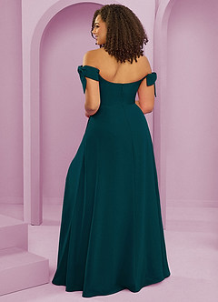 Barbie ♥ Azazie Robes de demoiselle d'honneur Robe Trapèze Convertible en Mousseline de soie Épaule décolletée Vert Pin image8