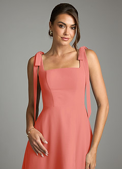 Azazie Debra Bridesmaid Dresses Salmon Pink A-Line with Pockets Chiffon Convertible Dress image2