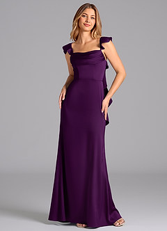 Azazie Adi Robes de demoiselle d'honneur Robe Trapèze en Satin extensible Plissée Grain De Raisin image4