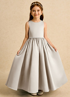 Azazie Daisies Flower Girl Dresses Frost Ball-Gown Bow Matte Satin Dress image5