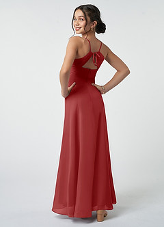 Azazie Avelina Junior Rust A-Line Pleated Chiffon Dress image5