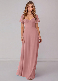 Azazie Fatima Robes de demoiselle d'honneur Robe Trapèze en Mousseline de soie avec poches Rose Poussiéreuse image3