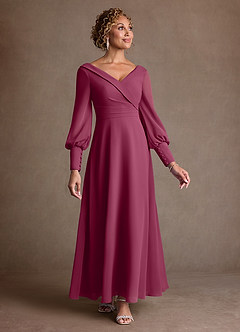 Azazie Paterson Suknie dla Matki Panny Młodej Linia A Pofałdowany Szyfon Długość kostki Sukienka image1