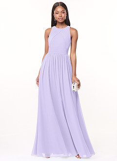 Azazie Harper Bridesmaid Dresses Lilac A-Line Pleated Chiffon Dress image1