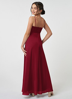 Azazie Sonya Junior Burgundy A-Line Lace Chiffon Dress image4