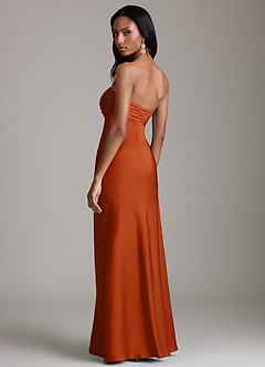 Azazie Saylor Brudtärnklänningar Klä av Sjöjungfru i Stretch Satin Axelbandslös Bränd Apelsin image5