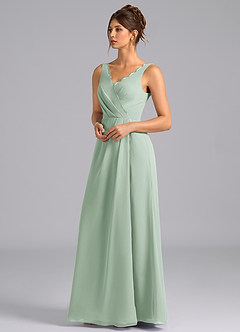 Azazie Bernice Bridesmaid Dresses Agave A-Line Pleated Chiffon Dress image5