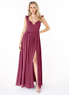 Azazie Stassie Final Sale Mulberry A-Line Sweetheart Ruched Chiffon Dress image1
