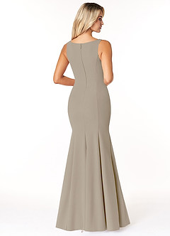 Azazie Rogue Bridesmaid Dresses Taupe Mermaid Scoop Side Slit Stretch Crepe Dress image2