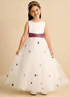 Azazie Cricket vestidos de niña de las flores Vestido de Marfil Amatista de Satin Mate de Princesa con Plisado image4