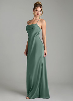 Azazie Mae Robes de demoiselle d'honneur Robe Sirène en Satin extensible Plissé Eucalyptus image4