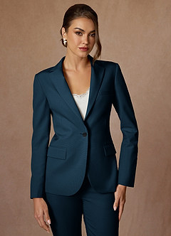 front Kennedy Dark Navy Refined Weave  Performance Blazer