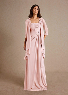 Azazie Clinton Mother of the Bride Dresses Blushing Pink A-Line Pleated Mesh Dress image4