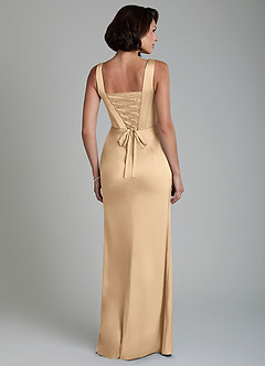 Azazie Amora Bridesmaid Dresses Champagne Mermaid Corset Stretch Satin Dress image2