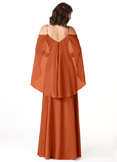 Azazie Cienna Vestidos de damas de honor Vestido de Naranja Quemada de Gasa de Corte en A con Vestidos sin tirantes image2