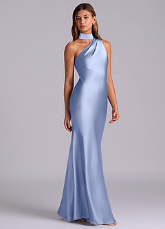 Azazie Seona Robes de demoiselle d'honneur Robe Sirène en Satin extensible Une épaule Eis image5