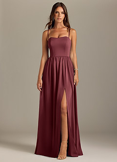 Azazie Calianna Bridesmaid Dresses Merlot A-Line Off the Shoulder Stretch Satin Convertible Dress image9