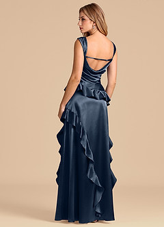 Azazie Sloane Jurken voor bruidsmeisjes Jurk van Metaalachtig Satijn met A-Lijn Sweetheart Halslijn Donkere Marine image2