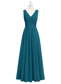 Azazie Flora Bridesmaid Dresses Ink Blue A-Line Pleated Chiffon Dress image7