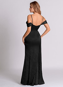 Azazie Amyra 신부 들러리 드레스 인어 오프 더 숄더 자카드 바닥 길이 드레스 image7