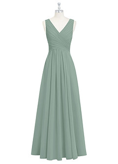 Azazie Flora Brautjungfernkleider A-Linie Plissee Chiffon Kleid Agave image7