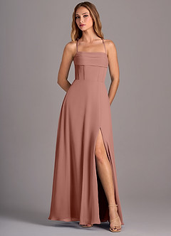 Azazie Carolyn Bridesmaid Dresses Cedar Rose A-Line Pleated Chiffon Dress image5