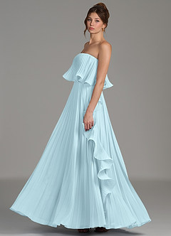 Azazie Alexia Bridesmaid Dresses Cloud Blue A-Line Ruched Chiffon Dress image5