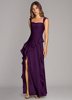 Azazie Sloane Bridesmaid Dresses Grape A-Line Sweetheart Neckline Stretch Satin Dress image4