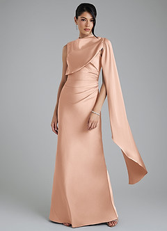 Azazie Taj Abiti da Damigella Abito Sirena in Raso Elasticizzato Corsetto Oro Rosa image4