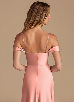 Azazie Jackalin Bridesmaid Dresses Rosette A-Line Off the Shoulder Metallic Satin Convertible Dress image2