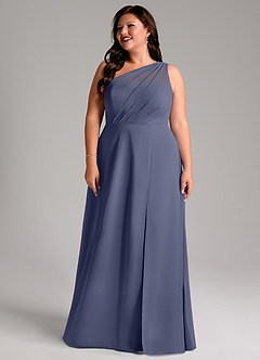 Azazie Phaedra Bridesmaid Dresses Stormy A-Line One Shoulder Chiffon Dress image16