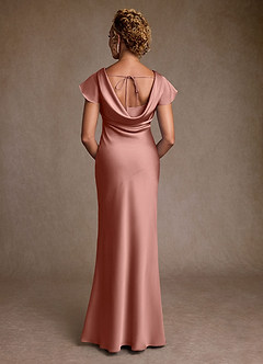 Azazie Shelby Final Sale Rosette Mermaid Pleated Stretch Satin Dress image2