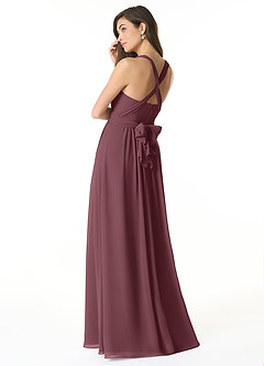 Azazie Olani Bridesmaid Dresses Sangria A-Line One Shoulder Chiffon Convertible Dress image3
