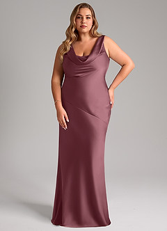 Azazie Rylina Bridesmaid Dresses Desert Rose Mermaid Stretch Satin Dress image7
