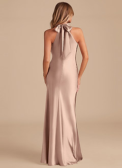 Azazie Doretta Bridesmaid Dresses Taupe Mermaid Bow Metallic Satin Dress image6