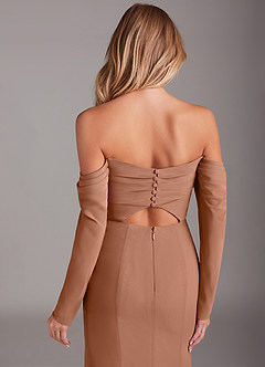 Azazie Hallie Bridesmaid Dresses Bronzer Mermaid Long Sleeve Chiffon Dress image7