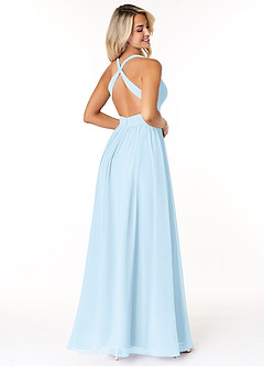 Azazie Ashia Bridesmaid Dresses Sky Blue A-Line Pleated Chiffon Dress image2