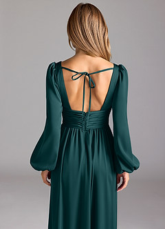 Azazie Norah Bridesmaid Dresses Pine A-Line Stretch Satin Dress image6
