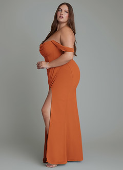 Azazie Johana Bridesmaid Dresses Cinnamon Mermaid Off the Shoulder Chiffon Convertible Dress image13